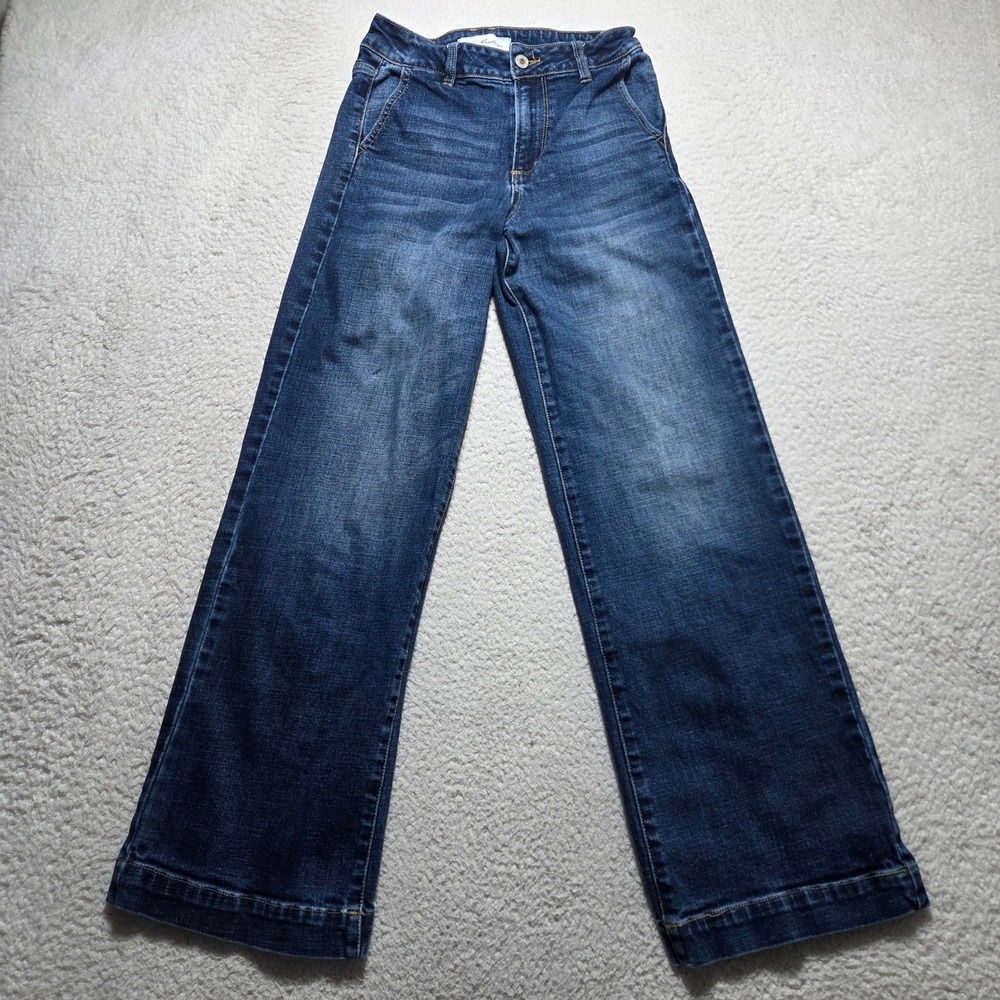 KanCan Jeans Women 26 Blue Wide Leg High Rise Dark Wash Denim Retro Boho Casual